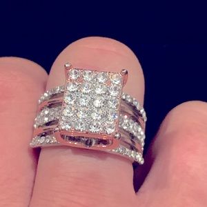 Two toned rose gold and silver, Diamond CZ ring